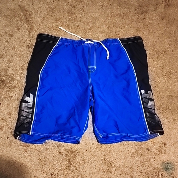 NIKE Vintage Blue & Black Swim Trunks - Picture 1 of 15